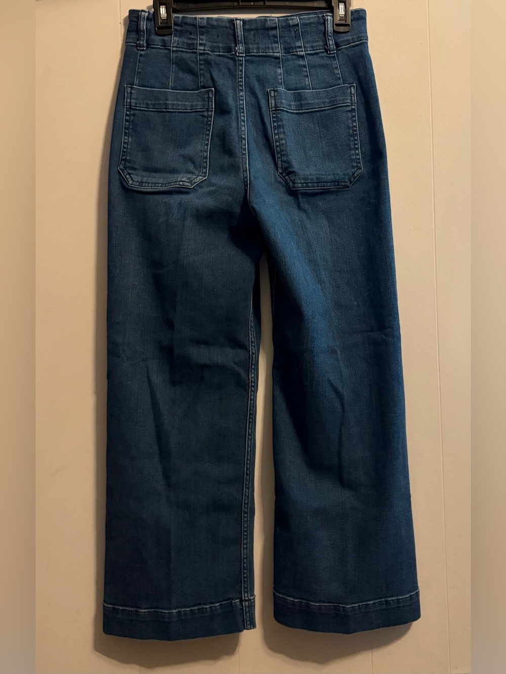 Anthropologie Wide-Leg Jeans in Dark Blue Wash Ankle / crop depending on height - Picture 8 of 8